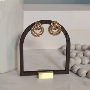 Classic Elegance Vintage 1980s Gold-Tone Braided Knot Pierced Post Earrings